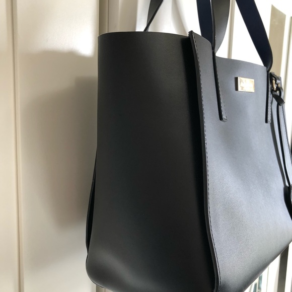 Kate Spade Black & Blue Top Handle Leather Tote Bag - Picture 7 of 16